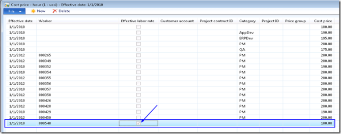 Cost price setup with ELR checkbox