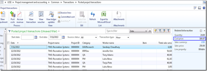 Posted journal with calculated ELR cost price