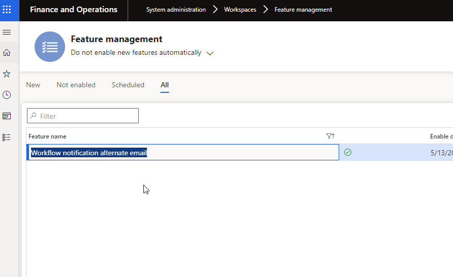 Feature management - alternate email