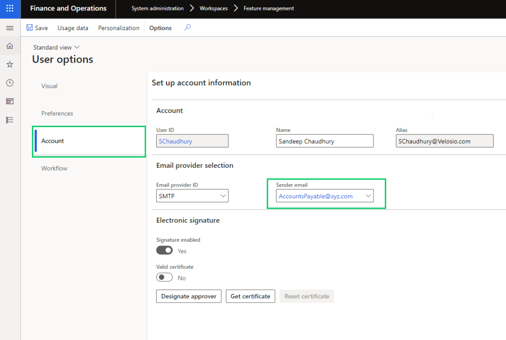 Workflow tab - Alternate email field