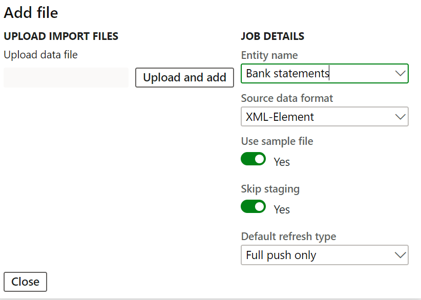 XML-Element source and Bank statements entity